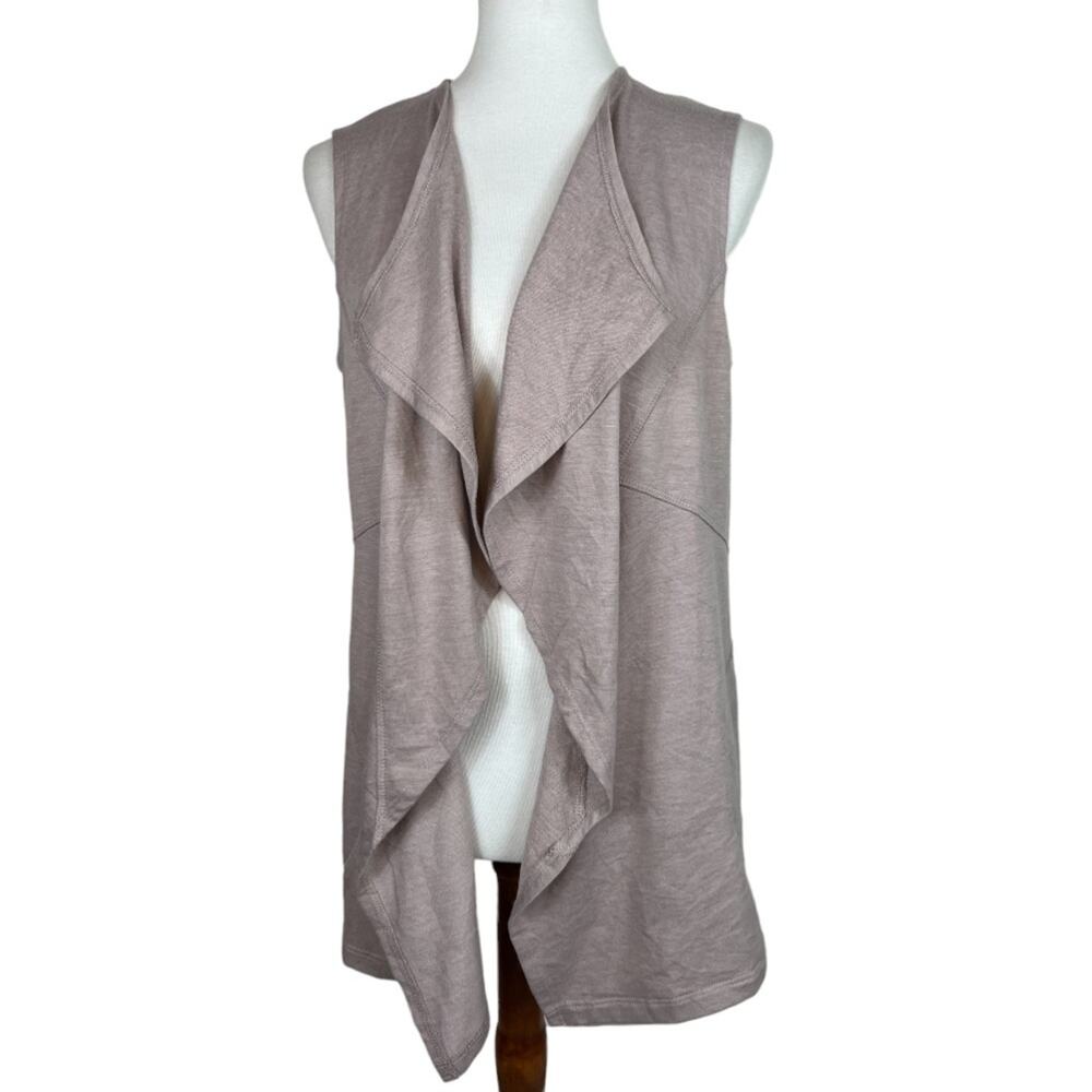 LOGO Lounge Taupe Sleeveless Draped French Terry Open Vest Size M